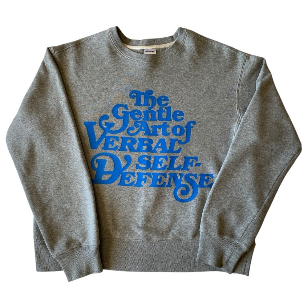 basketcase gallery jan 2020 verbal self-defense crewneck sweatshirt, size L